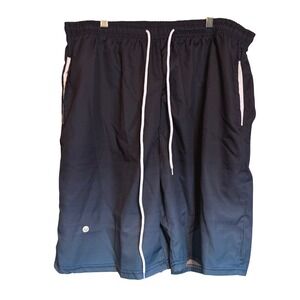 NWT Mens Ombre Athletic Shorts Black Blue Gradient Drawstring Gym Shorts XL NWT